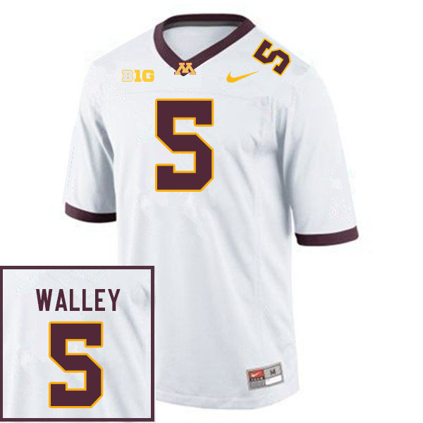 Men #5 Justin Walley Minnesota Golden Gophers College Football Jerseys Sale-White - Click Image to Close
